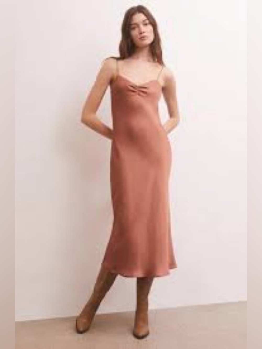 Z Supply Lark Satin Slip Dress in Rose Taupe